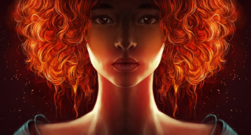 Картинка рисованное люди арт рыжая девушка