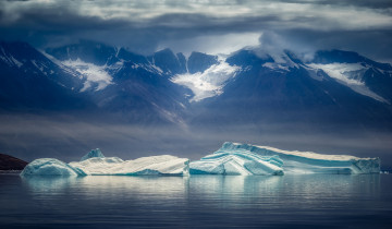 обоя природа, айсберги и ледники, море, горы, greenland, гренландия, айсберг, arctic, лёд