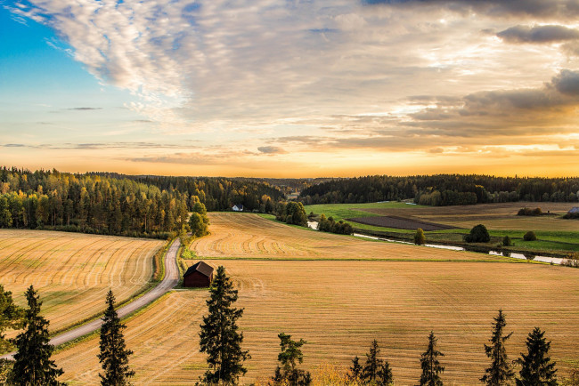 Обои картинки фото природа, поля, finland, loukinainen, vanhalinna, финляндия, дорога