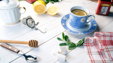 Картинка еда напитки +Чай чай сахар лимон мята