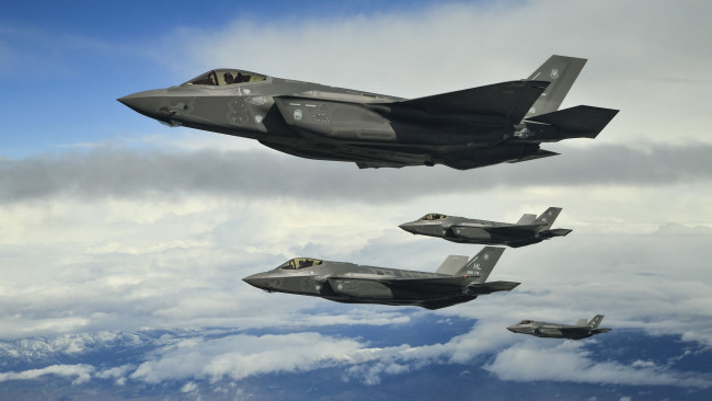 Обои картинки фото авиация, боевые самолёты, f-35, истребитель-бомбардировщик, lightning, ii