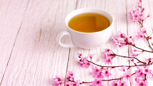 Обои картинки фото еда, напитки,  чай, чай, цветы, ветка