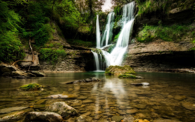 Обои картинки фото природа, водопады, камни, поток, водопад