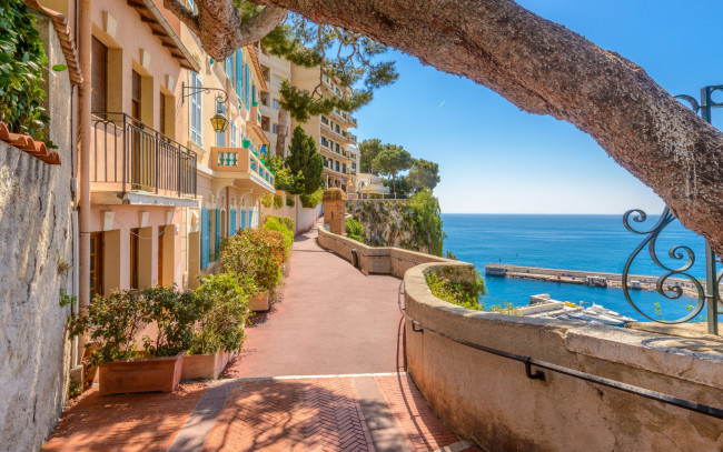 Обои картинки фото города, монако , монако, море, узкая, улочка