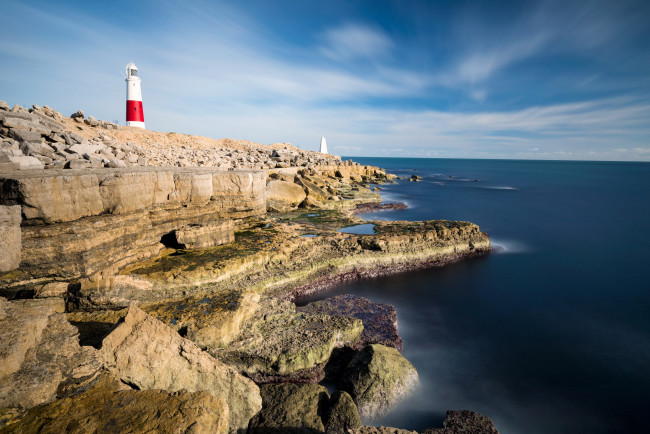 Обои картинки фото portland bill lighthouse, england, природа, маяки, portland, bill, lighthouse