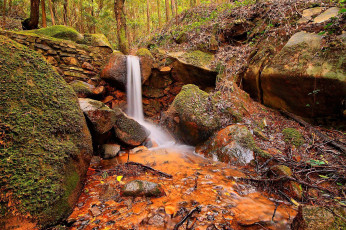 Картинка природа водопады лес камни