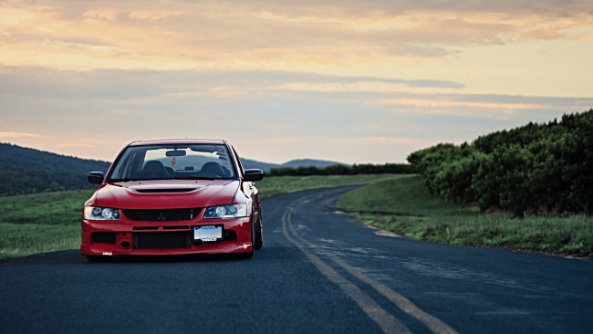 Обои картинки фото mitsubishi, lancer, evolution, viii, автомобили, красный, дорога