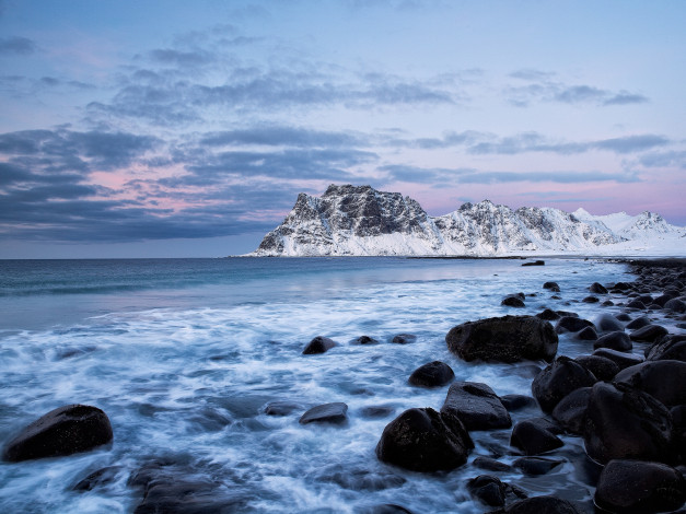 Обои картинки фото norway, природа, побережье, море, норвегия, горы, камни