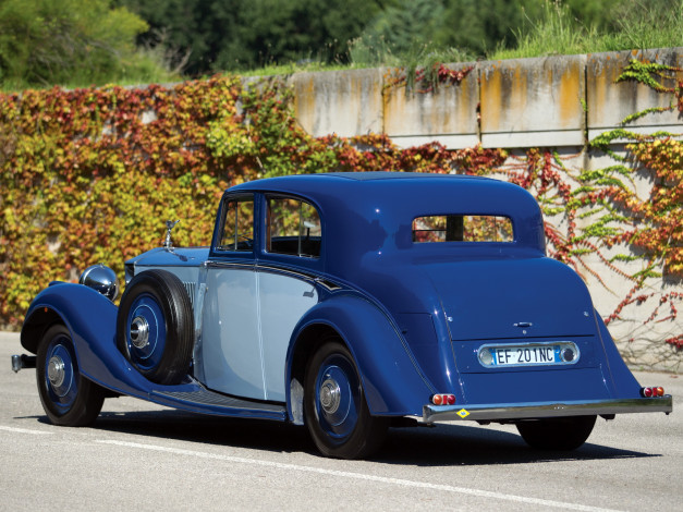 Обои картинки фото автомобили, классика, phantom, ii, синий, 1934г, sports, rolls-royce, continental, saloon