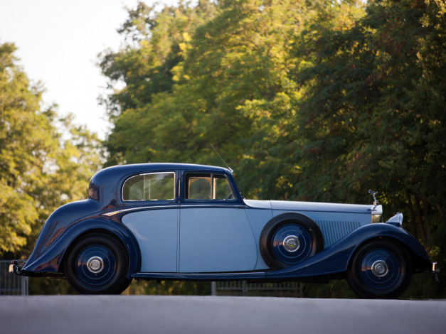 Обои картинки фото автомобили, классика, sports, continental, phantom, ii, rolls-royce, синий, 1934г, saloon