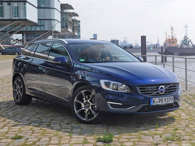 Обои картинки фото автомобили, volvo, синий, 2014г, ocean, race, v60