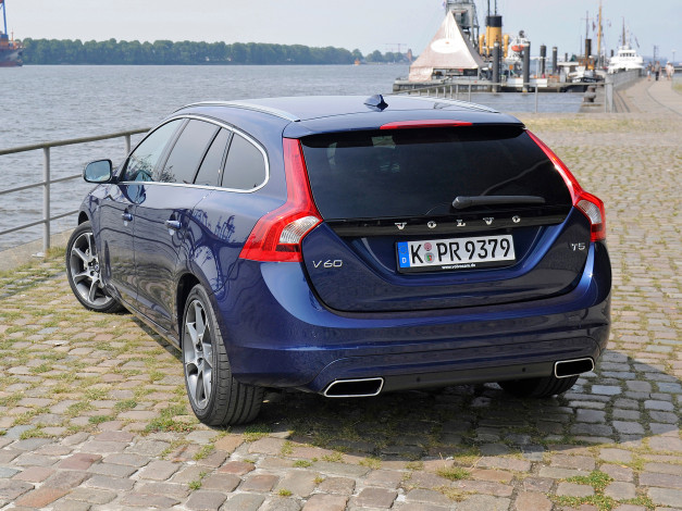 Обои картинки фото автомобили, volvo, синий, 2014г, ocean, race, v60