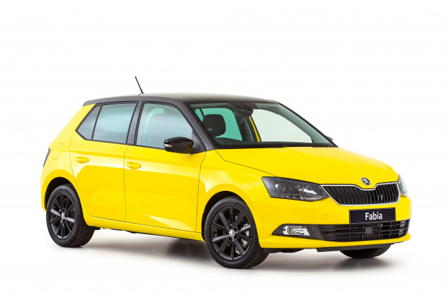 Обои картинки фото автомобили, skoda, au-spec, fabia, nj, желтый, 2015г