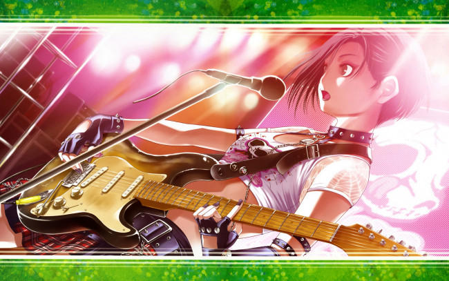 Обои картинки фото аниме, loveplus, девушка, гитара