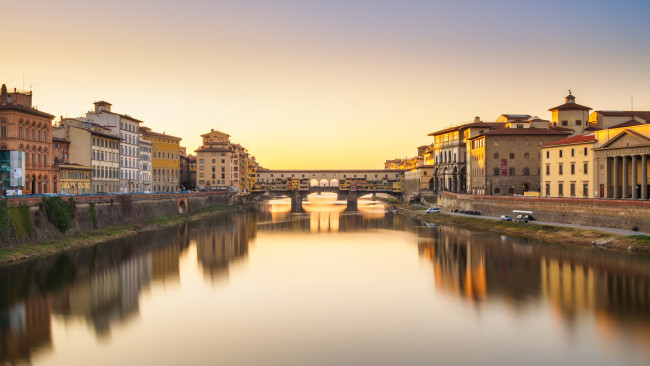 Обои картинки фото города, флоренция, италия, мост, дома, река