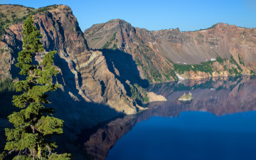 Картинка crater lake national park oregon природа реки озера горы орегон озеро крейтер отражение дерево