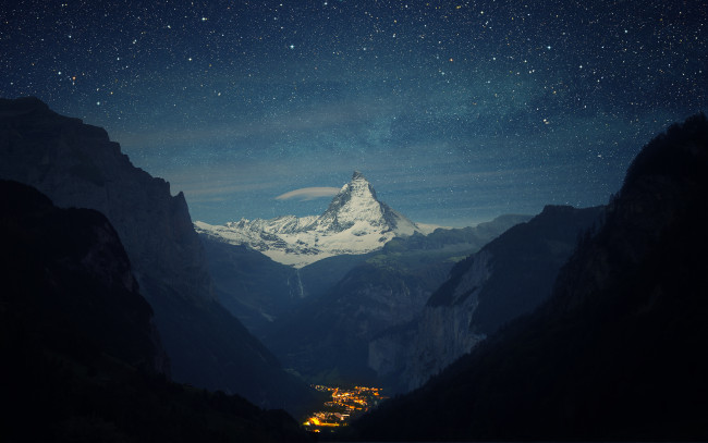 Обои картинки фото matterhorn, switzerland, природа, горы, lauterbrunnen, valley, alps, долина, лаутербруннен, швейцария, гора, маттерхорн