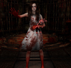 Картинка shattered++reality 3д+графика фантазия+ fantasy девочка кровь кукла