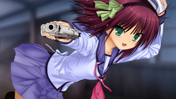 Картинка аниме angel+beats оружие взгляд девушка