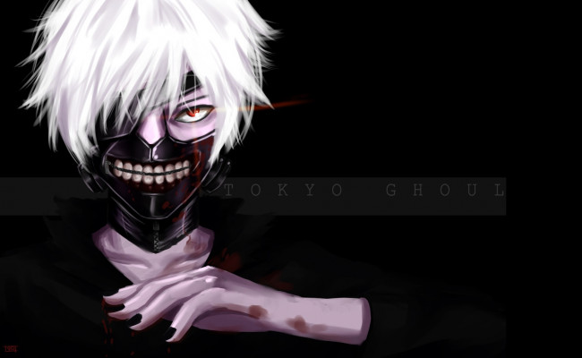 Обои картинки фото аниме, tokyo ghoul, красный, глаз, маска, парень, токийский, гуль