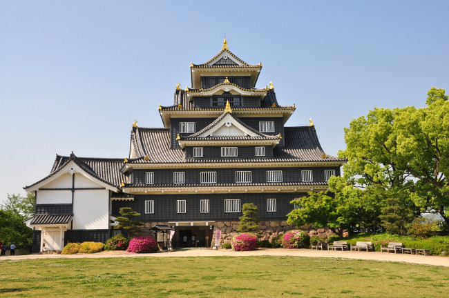 Обои картинки фото okayama castle, города, замки Японии, пагода