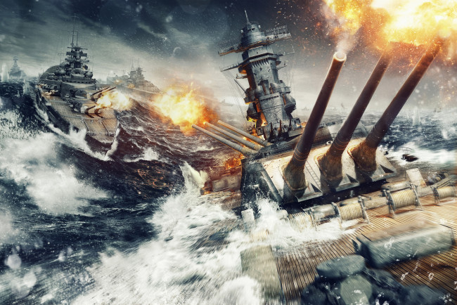 Обои картинки фото world of warships, видео игры, морской, бой