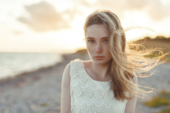 Картинка девушки -unsort+ блондинки веснушки прелесть sunset face