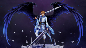 Картинка аниме ангелы +демоны крылья ангел парень