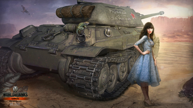 Обои картинки фото видео игры, мир танков , world of tanks, world, action, симулятор, of, tanks, online, девушка, арт