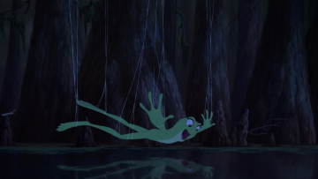 обоя мультфильмы, the princess and the frog, отражение, водоем, лягушка