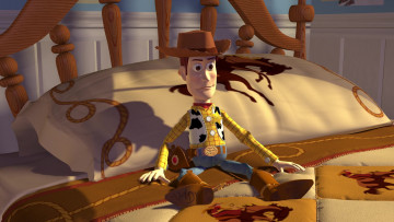 Картинка мультфильмы toy+story кровать ковбой игрушка шляпа подушка