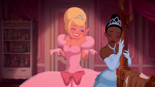 Обои картинки фото мультфильмы, the princess and the frog, девушка, принцесса, игрушки, кулон, корона, подруга