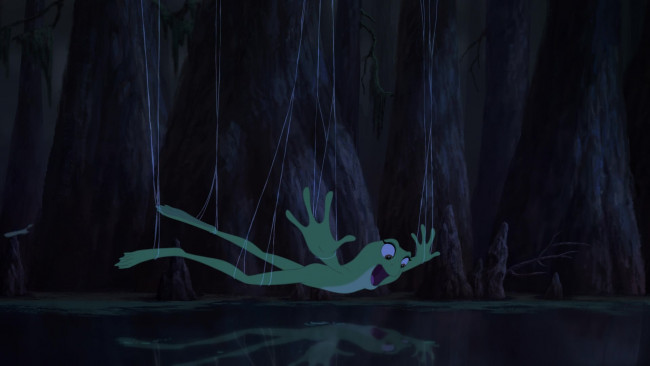 Обои картинки фото мультфильмы, the princess and the frog, отражение, водоем, лягушка