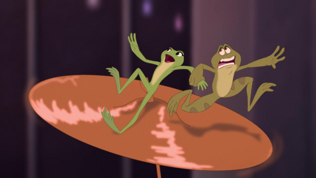 Обои картинки фото мультфильмы, the princess and the frog, тарелка, лягушка