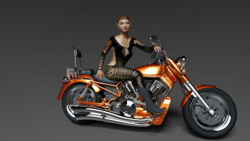 Картинка 3д+графика люди-авто мото+ people-+car+ +moto девушка взгляд фон