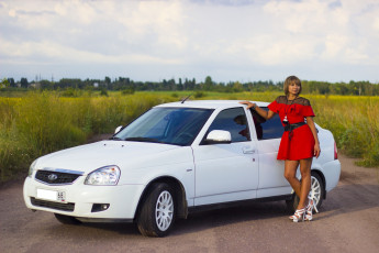 Картинка приора автомобили -авто+с+девушками лада автомобиль девушка ваз