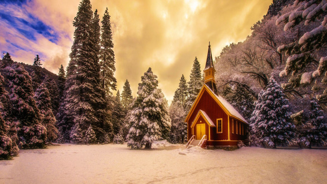 Обои картинки фото yosemite chapel, города, - католические соборы,  костелы,  аббатства, yosemite, chapel