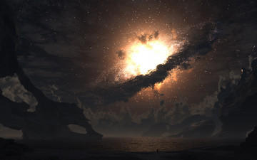 Картинка 3д графика atmosphere mood атмосфера настроения cosmic shoals digital космос планета взрыв свет