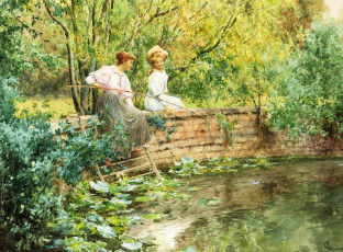 Картинка рисованные alfred augustus glendenning девушки и рыбалка