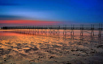 Картинка sea bridge природа побережье море вечер пляж мост