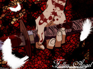 Картинка аниме rurouni+kenshin самурай кровь меч рука