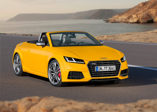 обоя автомобили, audi, желтый, 2014г, tts, roadster, 8s