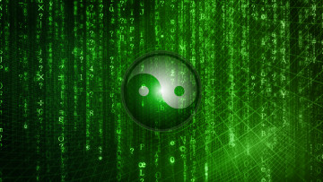 Картинка 3д+графика инь-Янь+ yin+yang матрица зеленый