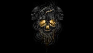 Картинка фэнтези нежить черепа дым скелеты черный фон фантастика арт