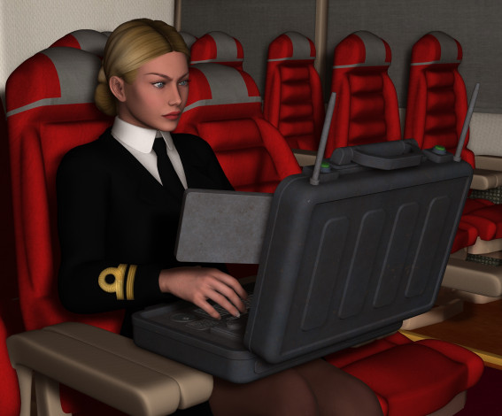 Обои картинки фото stewardesses, 3д графика, фантазия , fantasy, взгляд, девушка