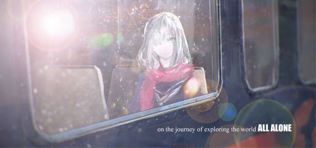 Обои картинки фото аниме, *unknown , другое, блики, окно, метро, девушка