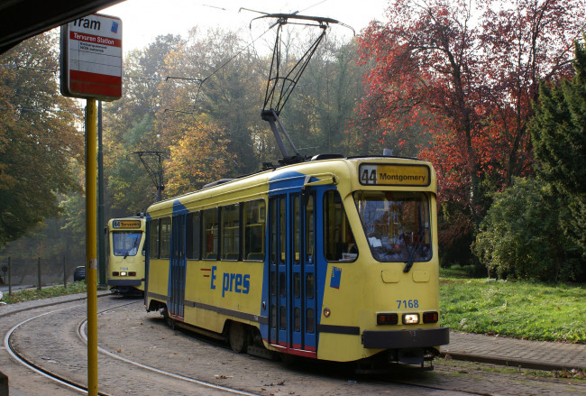 Обои картинки фото техника, трамваи, город, трамвай, рельсы, улица