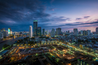 обоя bangkok, города, бангкок , таиланд, небоскребы, огни, ночь
