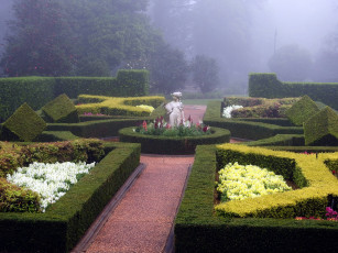 Картинка природа парк туман скульптура ландшафтный дизайн