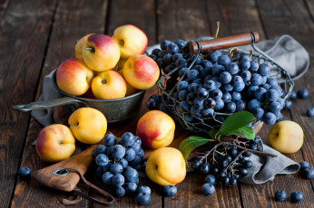 Картинка еда фрукты +ягоды персики нектарины натюрморт виноград